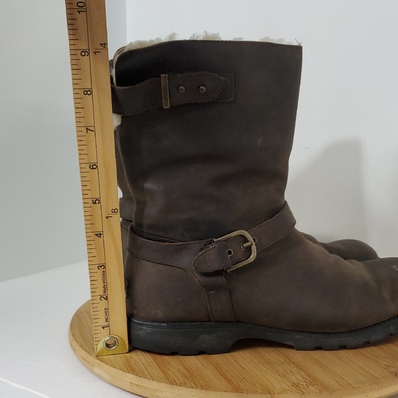 UGG Australia Grandle Shearling Lined Moto Leather Boots Women's 10 - Picture 5 of 10